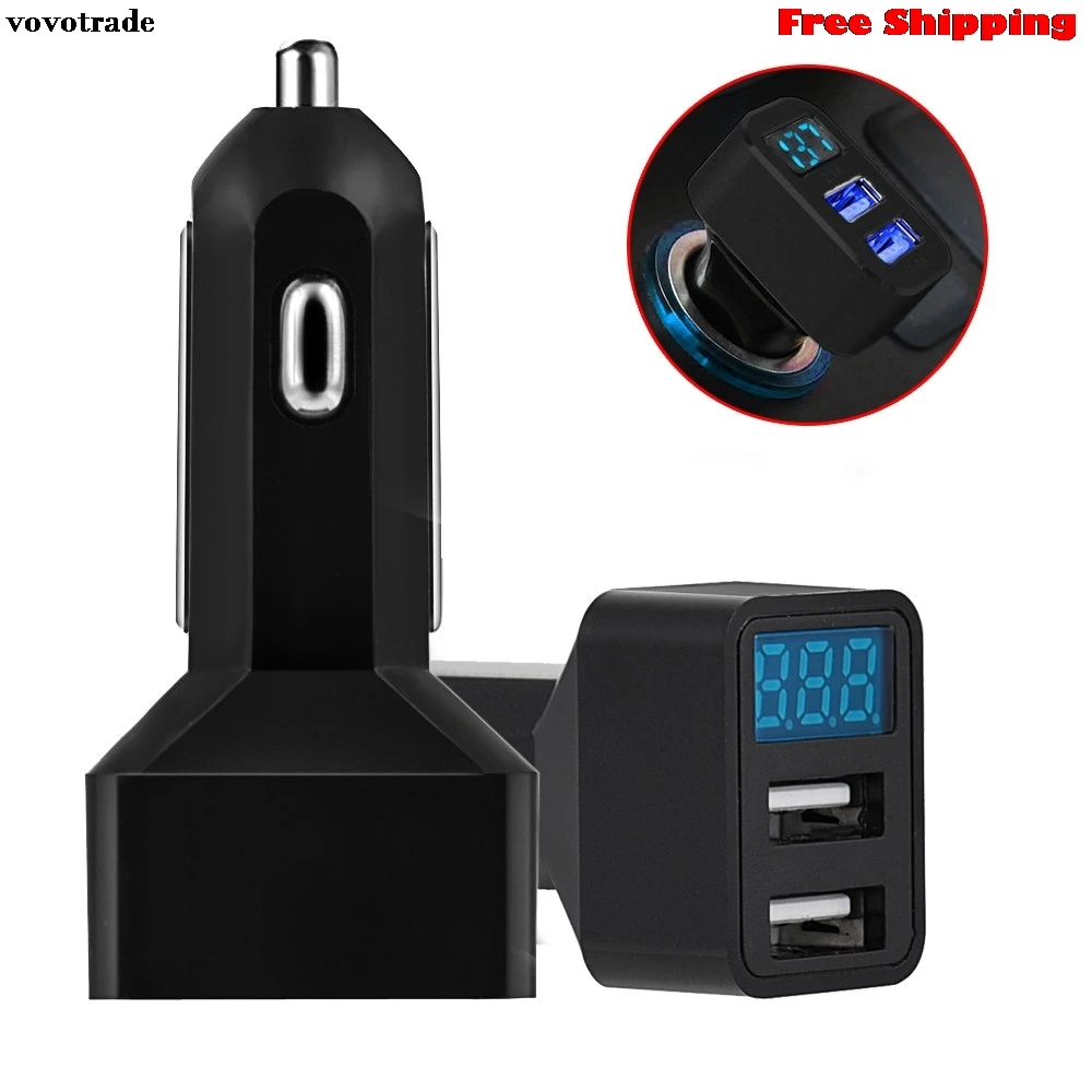 vovotrade Black 4 In 1 Dual USB Car Charger Adapter Voltage DC 5V 3.1A