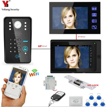 

YobangSecurity Video Intercom 2x 7 Inch Monitor Wifi Wireless Video Door Phone Doorbell +Electric Door Lock+Power Supply+Switch
