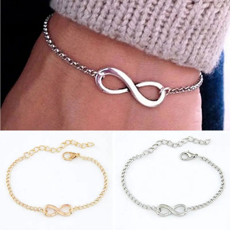 Silvertone Number Friends Infinity Toggle Chain Bracelet 8 1