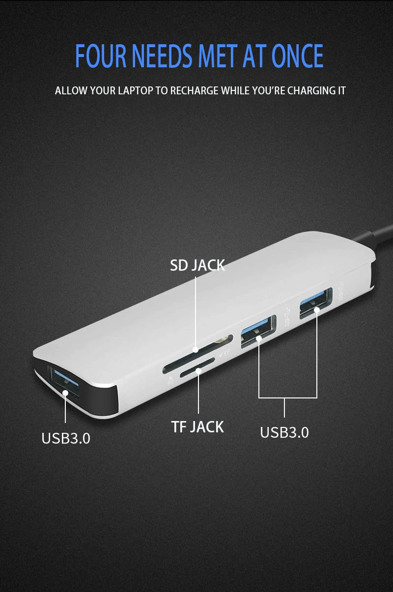 5 в 1 USB C концентратор USB-C до 3,0 OTG концентратор HDMI 3 порта USB адаптер для MacBook samsung huawei Тип C usb-хаб w/TF/SD кард-ридер