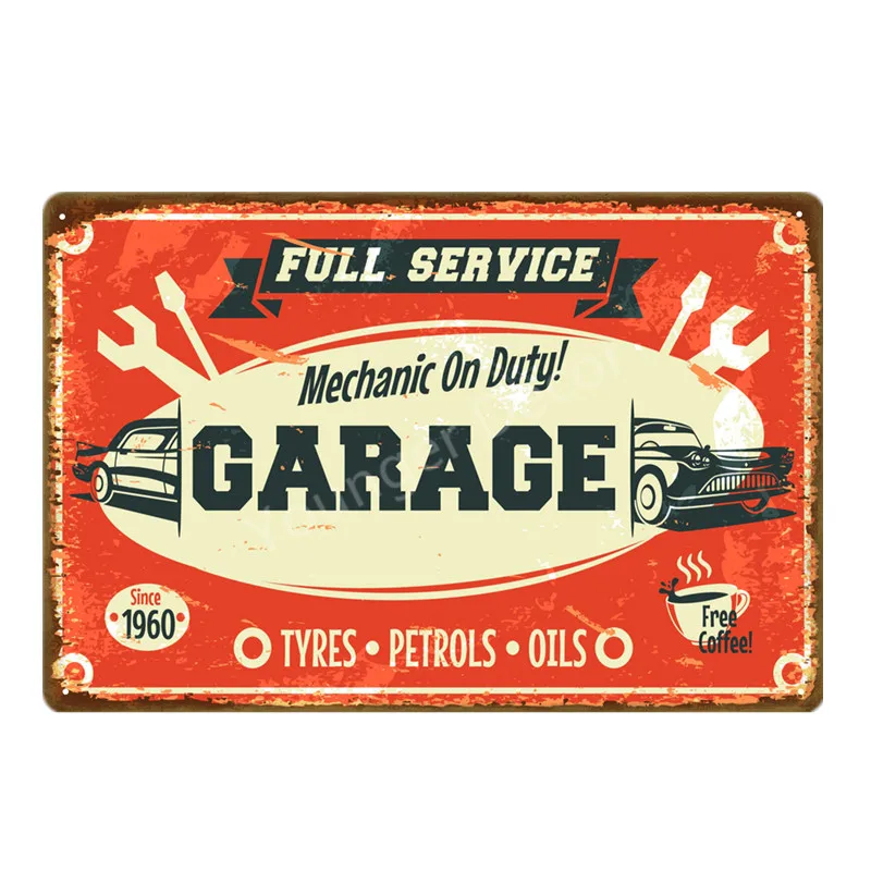 Классический металлический постер гаража оловянные знаки обслуживание и ремонт