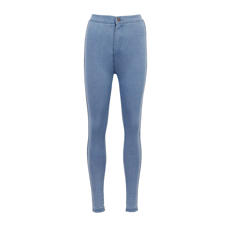 Yanueun классические джинсы с высокой талией, женские облегающие джинсы, женские модные повседневные джинсы-карандаш, Стрейчевые обтягивающие джинсы - Цвет: Light Blue