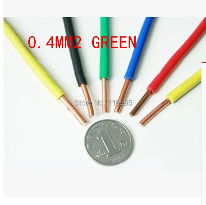 

Free shipping 5meters Single strand/hard line/single core / 0.4 square GREEN /wire/solid coper