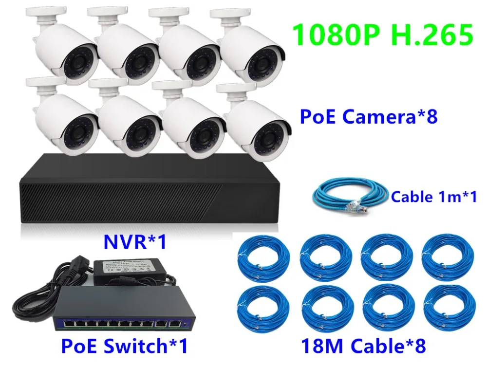 8CH/4CH H.265 1080P HD 2.0MP IP камера 48 в PoE переключатель NVR сетевой цифровой видеомагнитофон