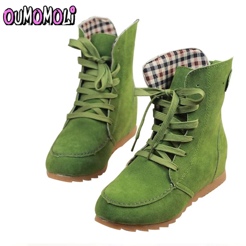 

Hot 2019 Ladies Boots Round Toe Flat Shoes boots Woman Boots Solid Lace Up Womens Casual Shoes Comfort Autumn Shoes B118