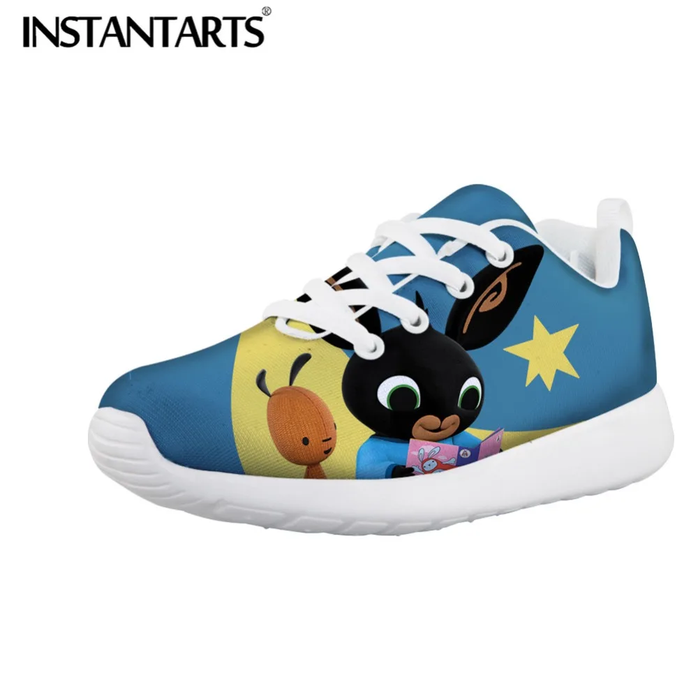 

INSTANTARTS Cartoon Bing Bunny Kids Shoes Summer Children Lace Up Sneakers Shoes Lightweight Boys Girl Mesh Walking Sneakers