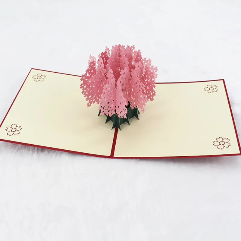 

Love Card Romantic Cherry Blossom Tree Card 3D Handmade Paper Thanksgiving Mother's Day Letter Paper Wishing Love Wedding Card