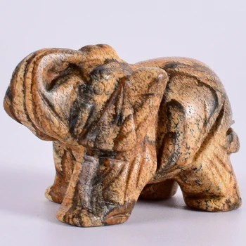 

Healing Picture Healing Picture Jasper Elephant Pocket Stone Figurines Carved Gemstone Mini Animal Statue for Decor feng shui
