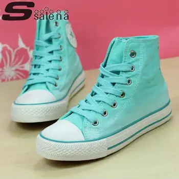 

New Vulcanize Shoes Women Canvas Shoes Female Fashion Candy Color High Top Shoes Breathable Thick Crust Platform Shoes #D038