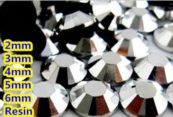 

Black Jet Hematite Color 2mm,3mm,4mm,5mm,6mm Facets Flat Back Resin Rhinestone Nail Art Gems Decoration