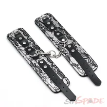 Spade Red lace handcuffs 100% PU leather free shipping wristcuffs featured lace covery sex toys for couples