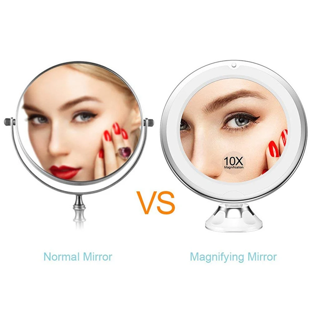 

1*LED Makeup Mirror 10X Magnifying Mirror 360 Rotation Adjustable Stand Desk Cosmetic Mirror with Light for Make Up
