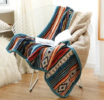 

Home Textile Coral Fleece Sherpa Throw Blanket Super Soft Warm Blankets on Sofa/Bed Travel Cover Thick Plaid Bedspread 50x60inch