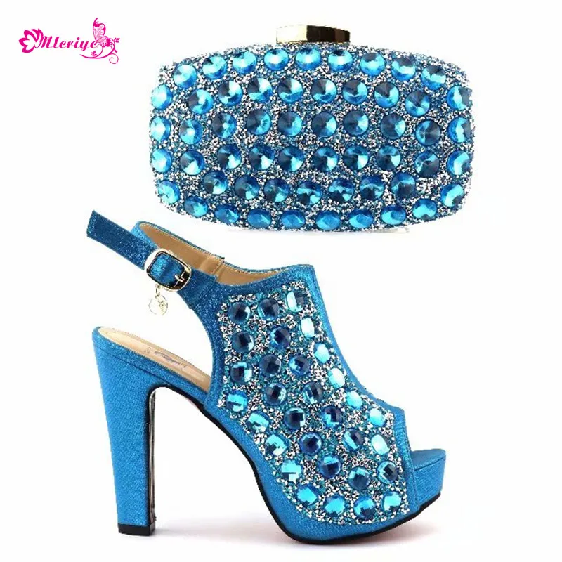 

S.BLUE Italian Shoe with Matching Bag High Quality African Shoe and Bag Set for Party In Women Nigerian Shoes and Bag Set