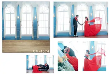 

Blue Frame Bright Windows Wood Floor Photography Backdrops Background Wedding Photo Studio Newborn Baby Photo Props Custom Vinyl