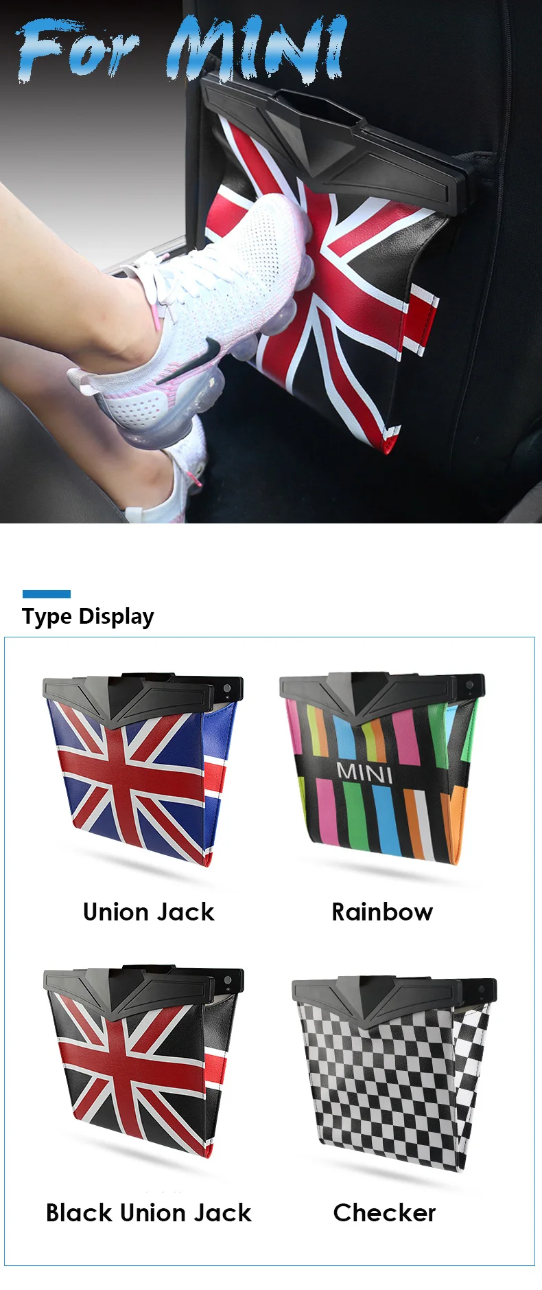 Leather Car Seat Storage Bag Trash Bag Basket for Mini Cooper R55 R56 R57 R58 R59 F54 F55 F56 F57 Countryman R60 F60 (1)