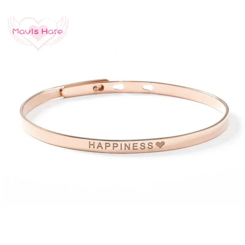 

Mavis Hare HAPPINESS BANGLE Stainless Steel Adjustable Bracelet Bangle Silver/gold/rose gold beach accessories as Summer Jewelry