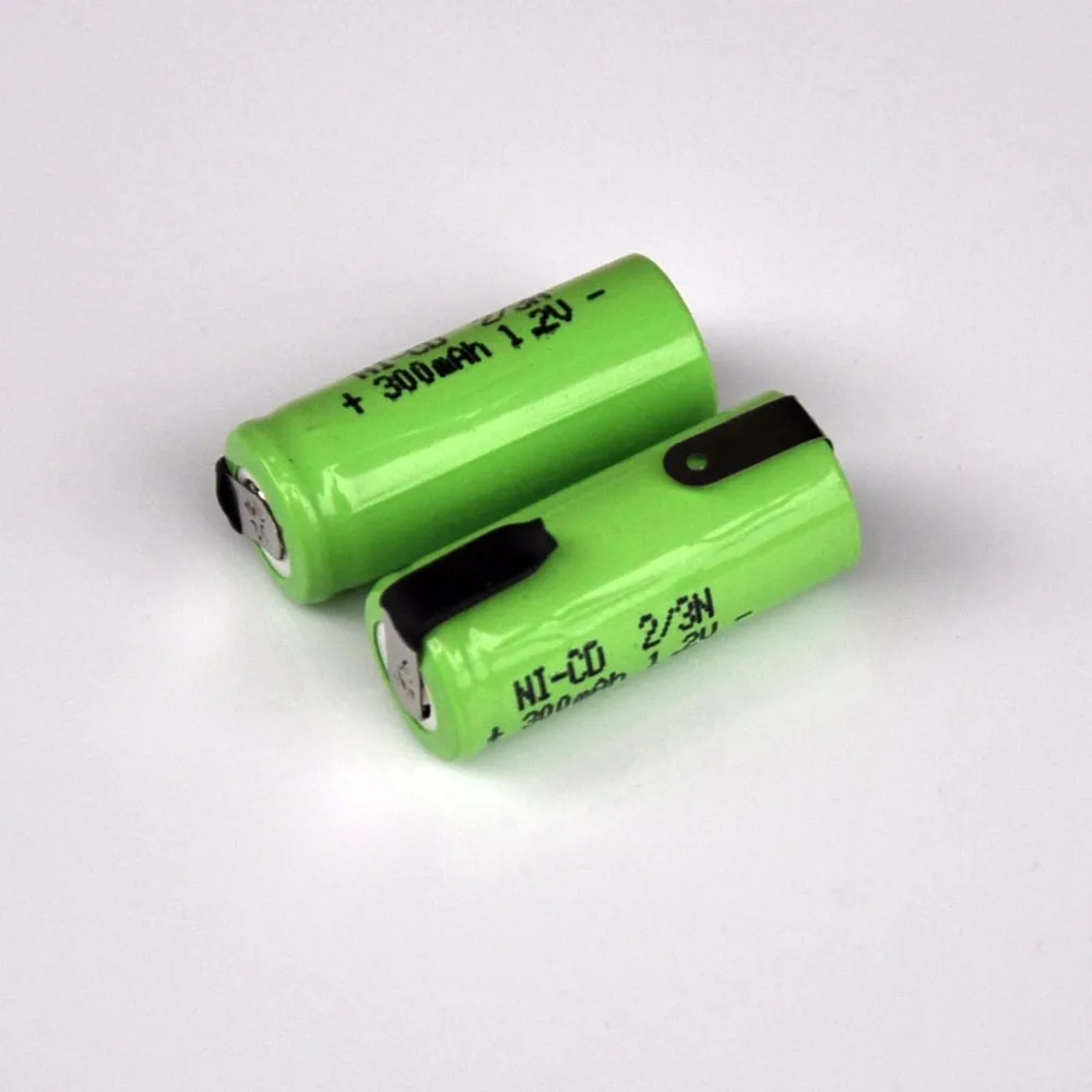 2-5 шт 2/3N 1,2 V перезаряжаемая батарея 300mah 2/3 N ni-cd nicd cell с паяльными вкладками для электробритва зубной щетки