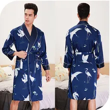 Винтажная ночная рубашка размера плюс, мужские шелковые пижамы, мужские пижамы с принтом, банный халат, весенние ночные рубашки, хлопок#3