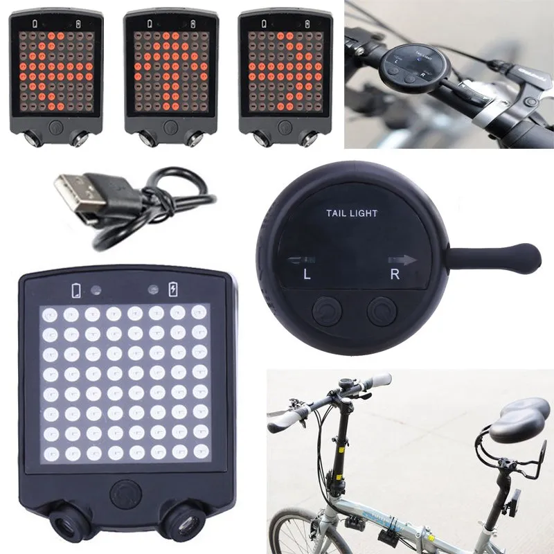 

64LED Laser Bicycle Rear Tail Light LED Bike Turn Signal Light Wireless Remote Bicycle Light Rechargebale USB Warning Taillight