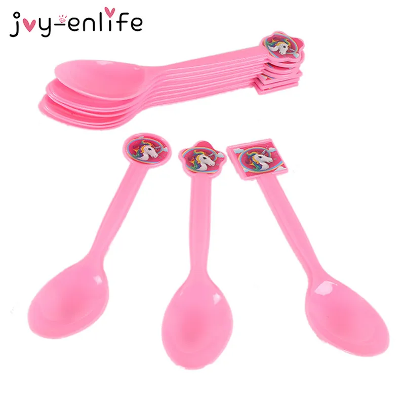 

JOY-ENLIFE 10pcs Unicorn Plastic Spoon Disposable Tableware Cartoon Unicorn Party Children Birthday Party Baby Shower Supplies