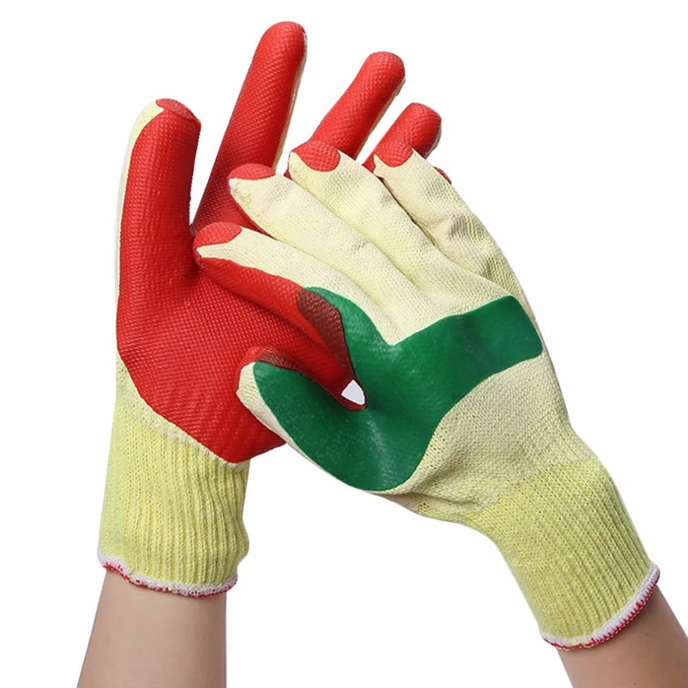 

Latex Gloves Security Protective Five Fingers Wear-resistant Non-slip 1 Pair Red and Yellow for Casting Metallurgical