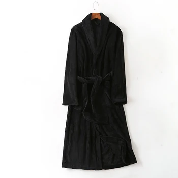 

Black man's bathrobe man coral fleece winter robe home wear