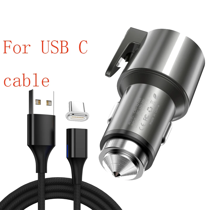 Tongyinhai QC3.0 Dual USB Автомобильное зарядное устройство 3 в 1 USB кабель Магнитный телефон зарядка для Iphone Android телефон Быстрая зарядка кабель Шнур - Тип штекера: charger usb C