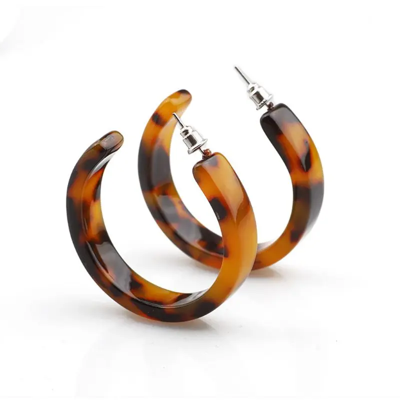 1 Pair Acrylic Marbled Earring Leopard Round Stud Earrings Women Tortoise Shell Jewelry Christmas Gifts | Украшения и аксессуары