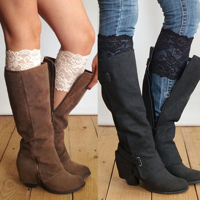 8 colors Stretch Lace Boot Cuffs Flower Leg Warmers Lace Trim Toppers Socks