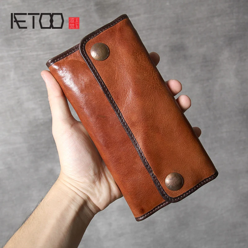 

BJYL Vintage make old head cowhide long wallet male leather handbag