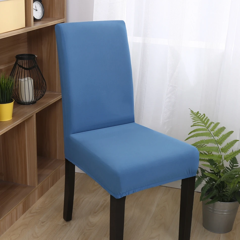 FXLS Machine Washable Blue Solid Color Stretch Chair Covers For Wedding