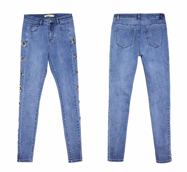 Размера плюс с эластичными боковыми джинсы с прорехами для Для женщин с Высокая Талия тянущиеся джинсы скинни, карандаш брюки для Для женщин большие размеры#113