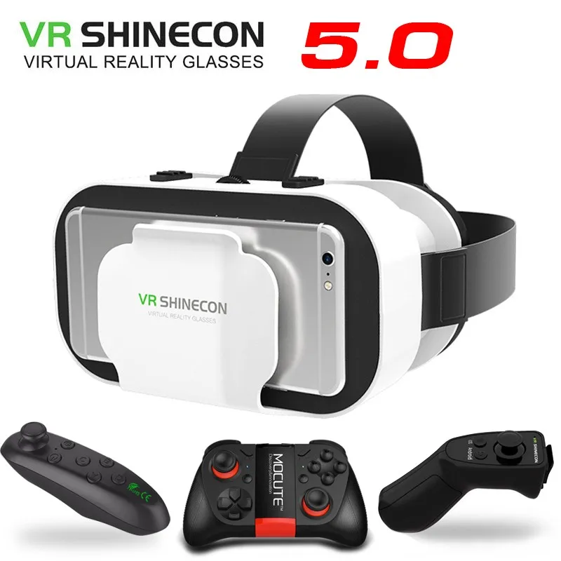 VR SHINECON 5,0 Виртуальная реальность 3D очки с геймпадом для 4,7-6,0 дюймового телефона