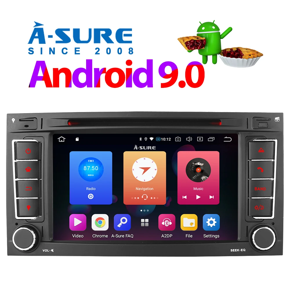 Cheap A-Sure 2 Din Android 9.0 Car Auto Radio GPS DVD Navigation For Volkswagen VW T5 Multivan Transporter TOUAREG I 7L TOUAREG II 7P 2