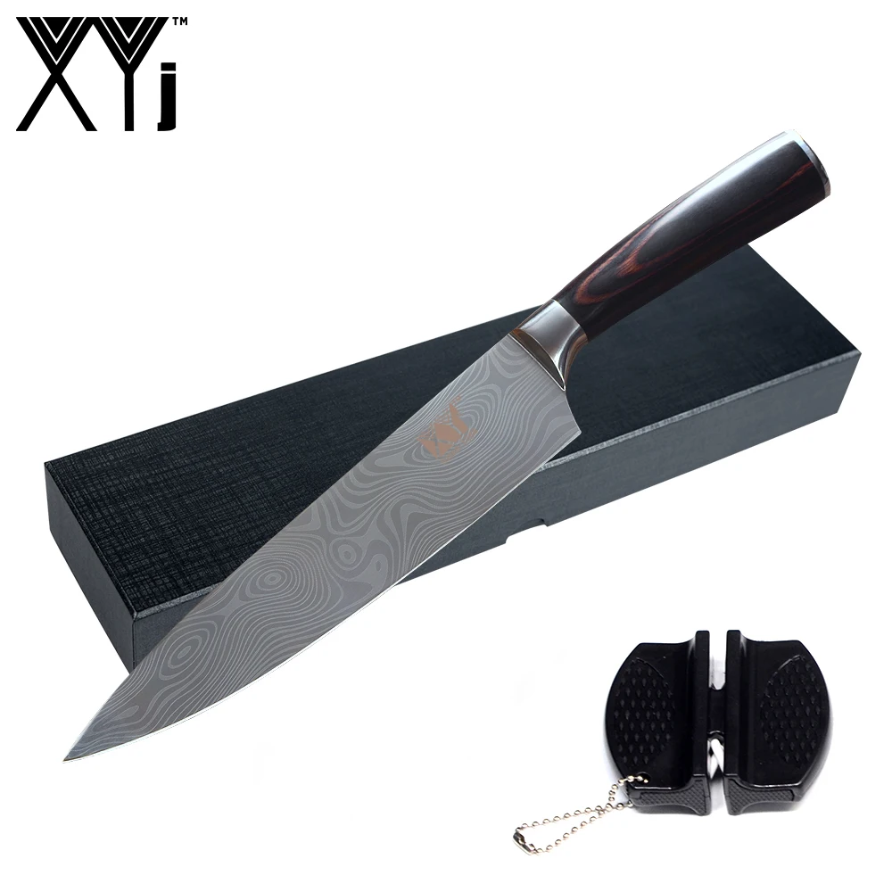XYj Chef Stainless Steel Knives Stainless Steel Soap Gift Box High Carbon Thin Blade Color Wood