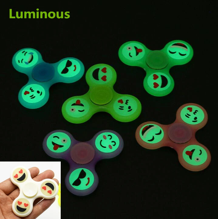 luminous edc smile face hand spinner emoji fidget glow for