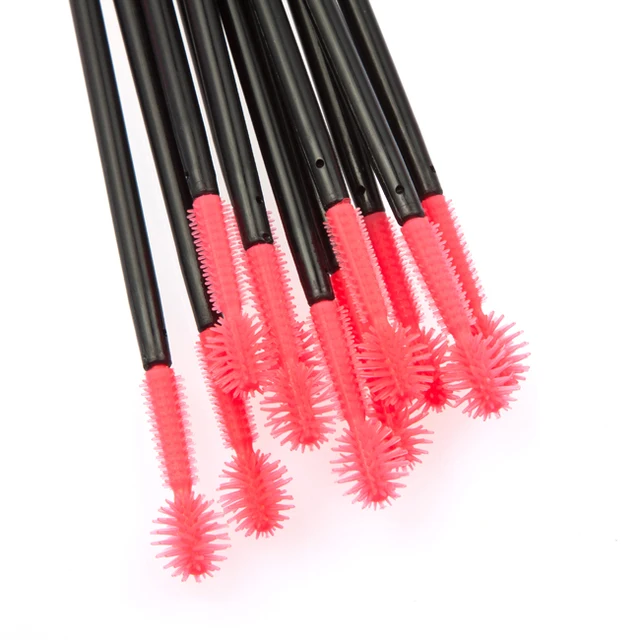 Hot Pink Disposable Mascara Wands with Round Head 100 piecesin False