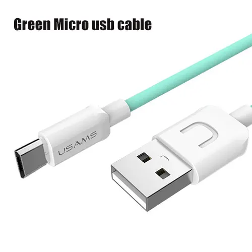 Адаптер для мобильных телефонов USAMS кабель Micro USB для телефона Android быстрое зарядное устройство usb-кабель для samsung Xiaomi LG htc Microusb кабель для передачи данных - Цвет: green