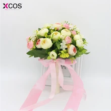 Высокое качество розовый цвет слоновой кости розы цветы свадебные искусственные цветы украшения невесты букет де мариаж