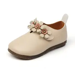 Осенняя модная новая обувь для девочек детская мягкая кожа цветок плоские туфли детские туфли принцессы цветок размер 21-30