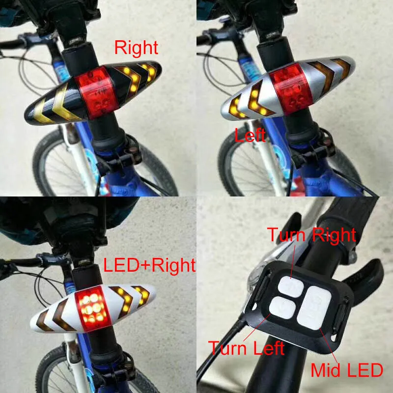 Excellent Bicycle rear light Wireless Bike Turning Light LED Taillight with Rear Turn Signal mode taillight Rear safety lights 15