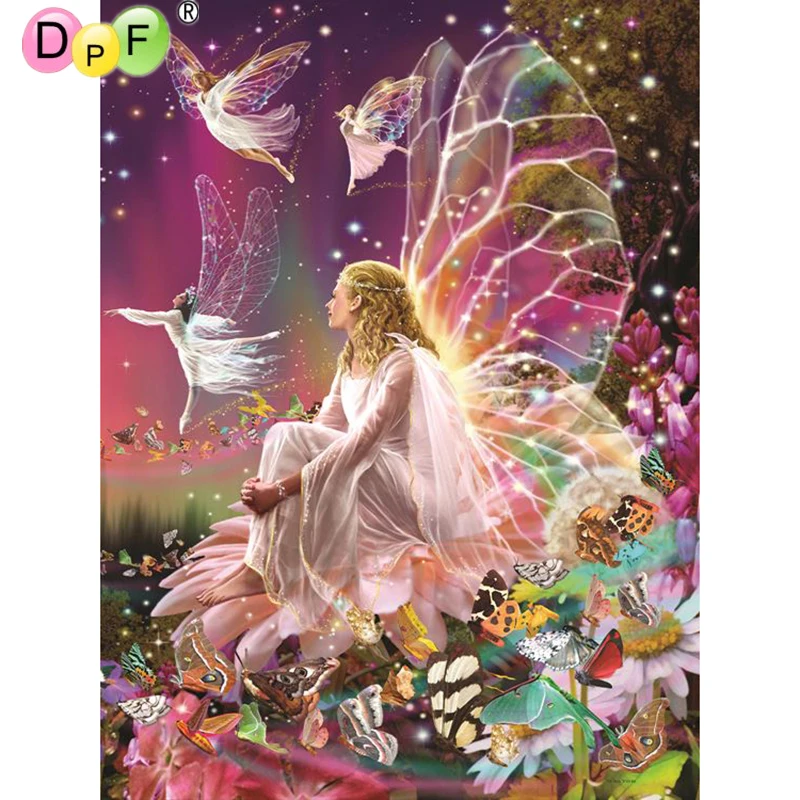 

DPF DIY 100% Full 5D Diy Daimond Painting Cross-switch Wings Elf Diamond Painting Full Square Rhinestones Painting Embroidery