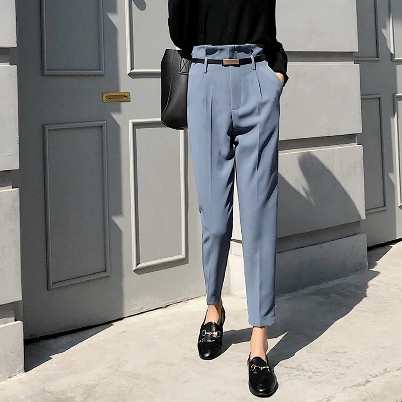 Acheter BGTEEVER OL Style taille haute femmes Harem pantalon ceintures travail affaires pantalon décontracté femme pantalon communautones Mujer printemps 2019