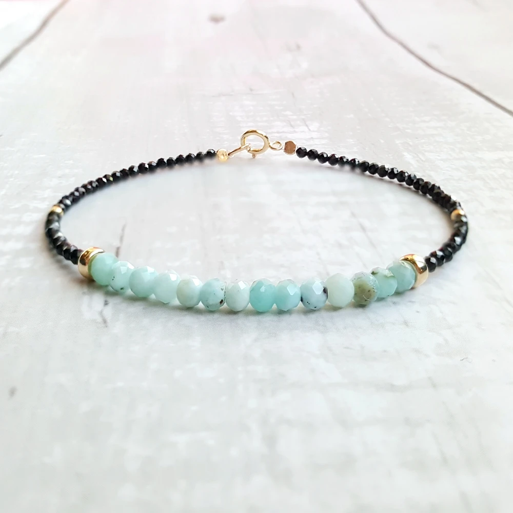 Bracelet with Natural Stones in Sterling Silver Gold Plated