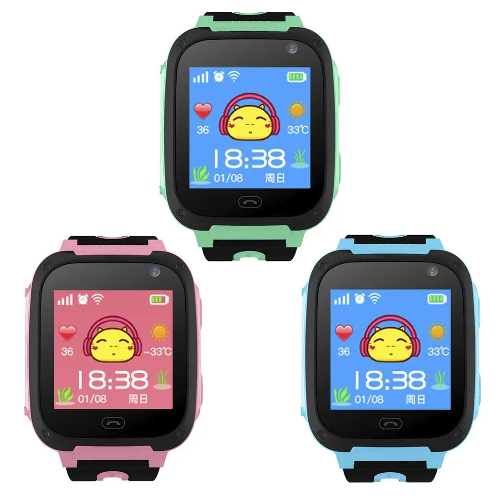 

1.44" Color Screen Anti-lost Children Smart Watch LBS Tracker SOS Call Remote Camera Silicone Wristwatch Phone with LED