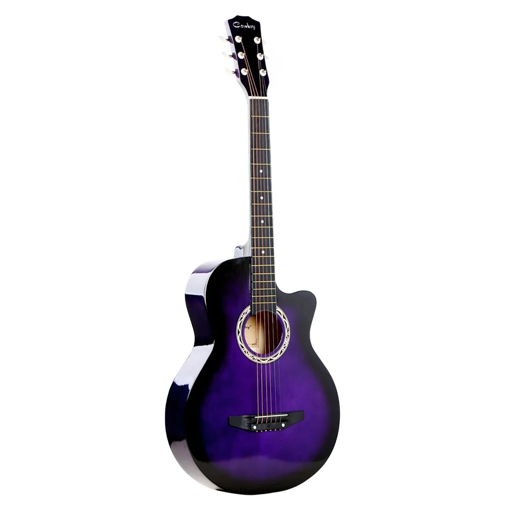 Высокое качество 3" Гитары РА 38" Акустическая гитары народная Гитары Durbale 6-String липа Гитары цвет: черный, синий красный фиолетовый для опции