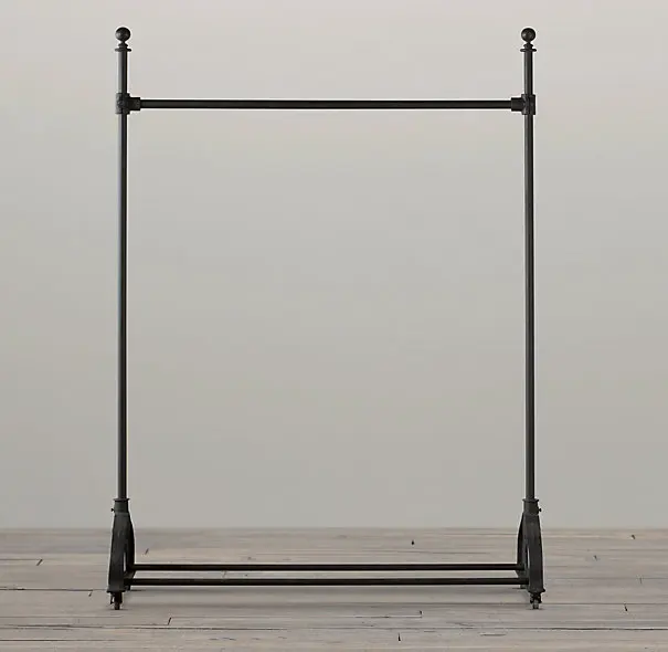 

LOFT Industrial Style Commercial Pipe Clothing Rack Rolling Garment Rack Simple Cloth Hanger Shelf Clothes Stand with Wheels