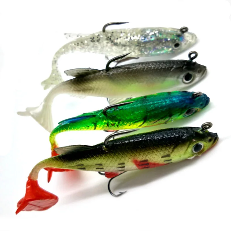 4pcs New Arrive 8cm 14g Soft Bait Lead Head Sea Fish Lures Fishing