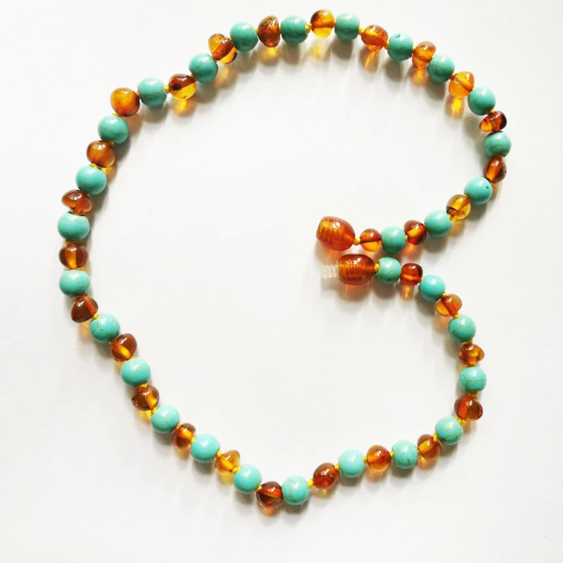 baroque beads 33 cm /13 inch cognac rounded Baltic amber baby necklace 